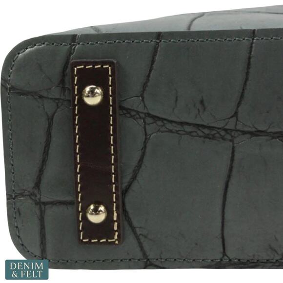 NEW Dooney & Bourke Denison Small Hobo Smoke Grey Croc Embossed Leather Luxe Bag - Picture 7 of 16